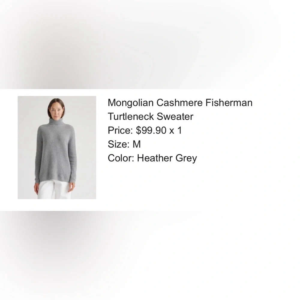 Quince heather grey Mongolian cashmere fisherman turtleneck sweater - Picture 4 of 4